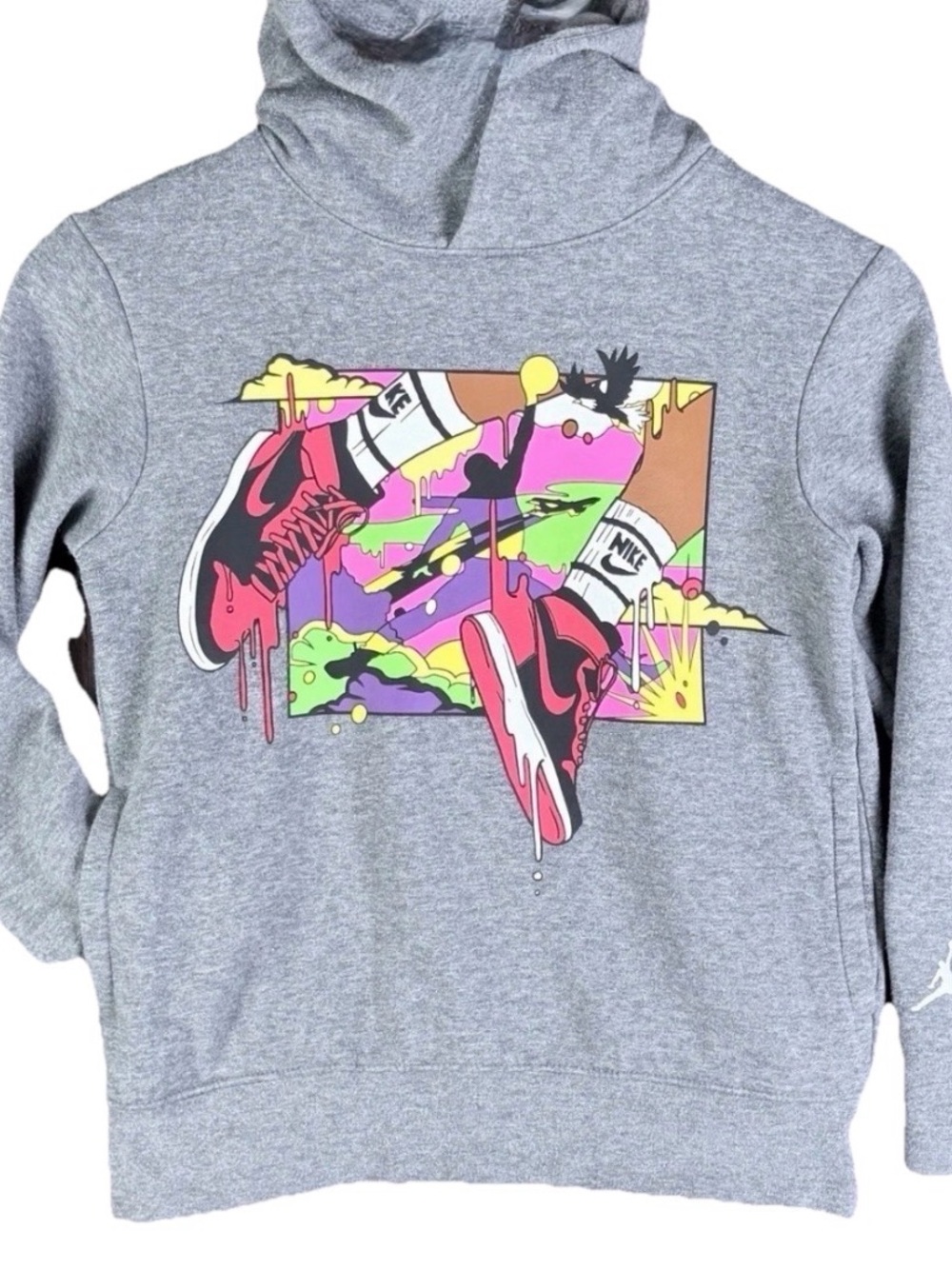 Kid’s Nike Air Jordan w/ Sneakers Graphic Hoodie Sweatshirt Size XS 4-5 Years